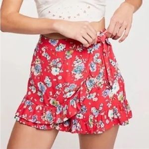 Free, People, floral skirt, side, tie, and zipper